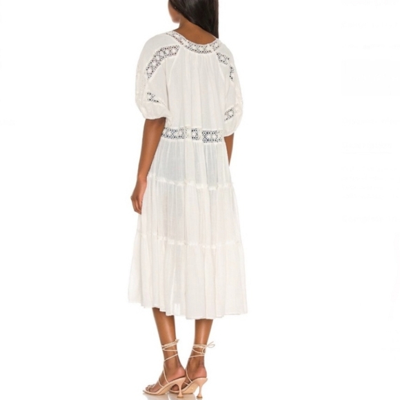 Free People Delilah Tiered Maxi Top Billowy Crochet Lace Embroidered Ivory S NWT - Picture 15 of 16
